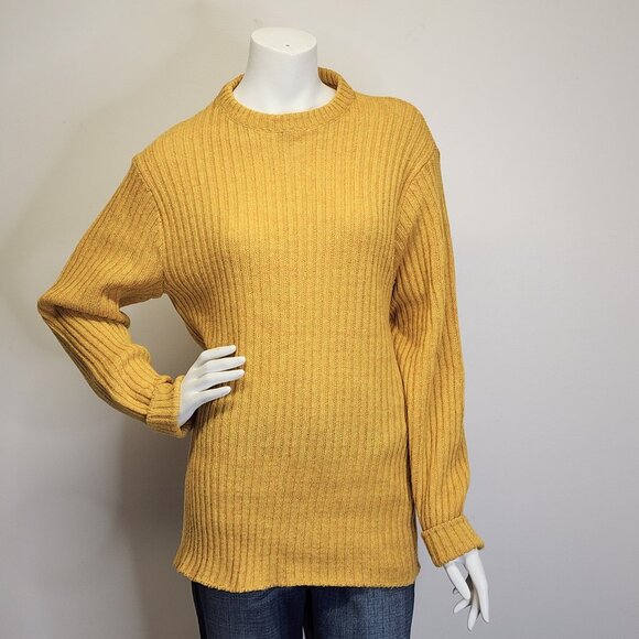Vtg 60s/70s GRUBB STUFF Robert Bruce Mustard Yellow Wool Rib Sweater Womens L/14 - Picture 7 of 8